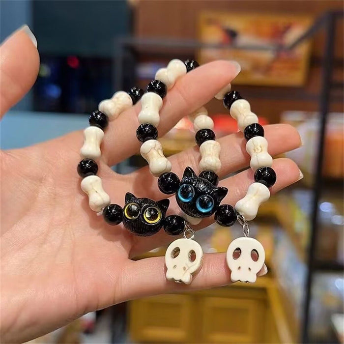 Wholesale Cat ceramic woven rope bracelet with niche design and colorful tassel bracelet accessories