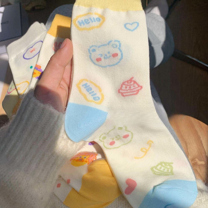 Wholesale Cartoon Illustration Little Bear Jacquard Socks