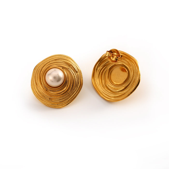 Wholesale Fashionable temperament, stainless steel circle pearl earrings, high-end thread earrings with open ring wholesale