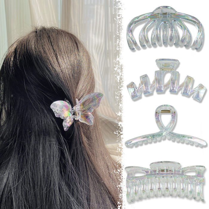 Wholesale Stylish Pearlescent Mermaid Large Hair Claw Clip Plastic Grip