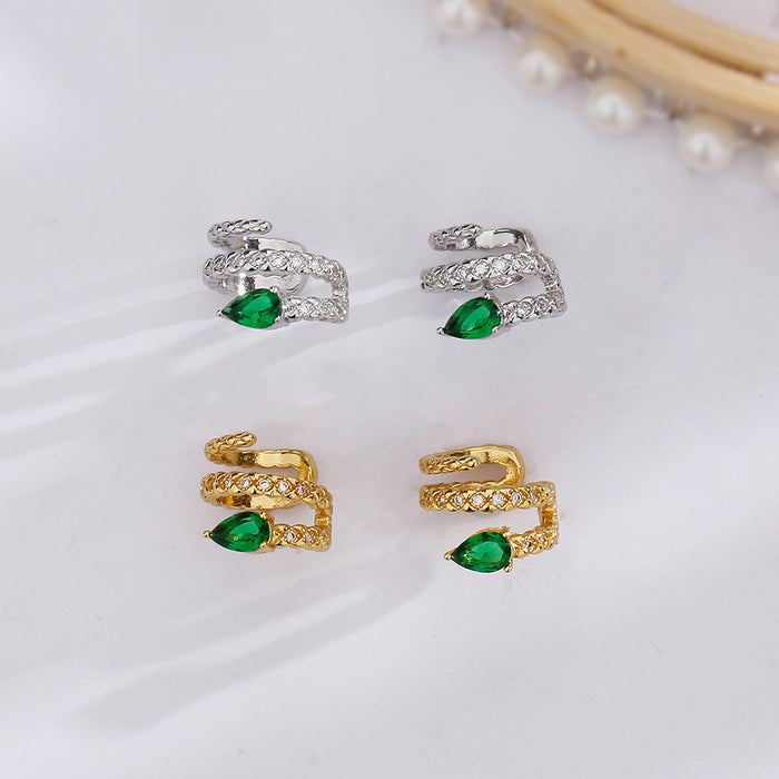 Wholesale snake-shaped ear clip ear bone clip multi-layer design without pierced full diamond zircon earrings