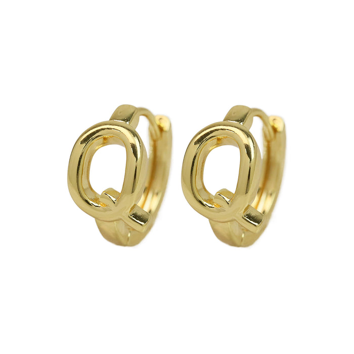 Wholesale  18k gold high-polished brass simple 26 English letters earrings