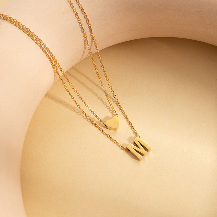 Wholesale 26 English Letters — Fade-Resistant Titanium Steel Clavicle Necklace