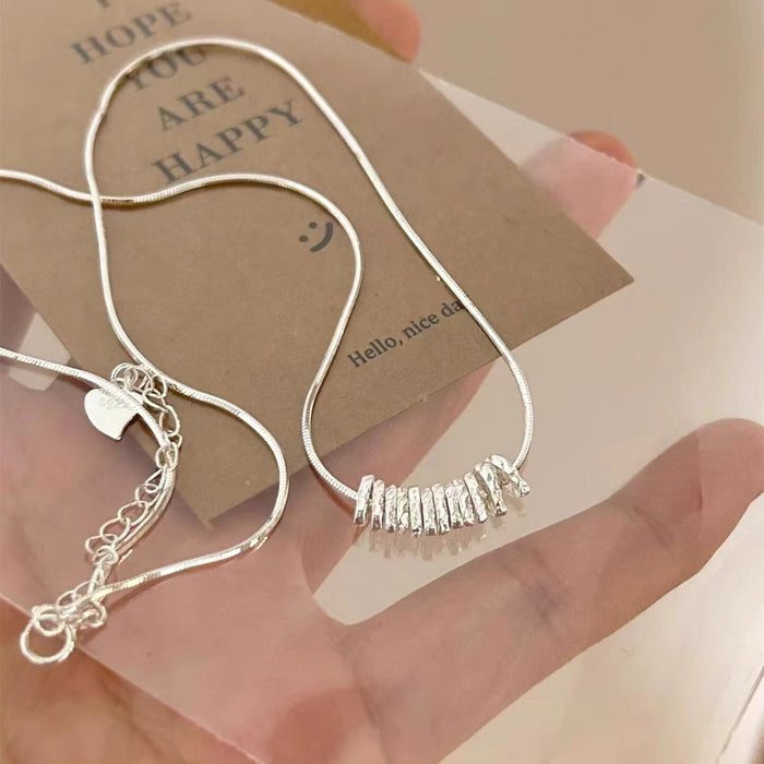 Wholesale Broken silver necklace for women, niche, light luxury, irregular fashion, versatile, simple style, high-end temperament, collarbone chain