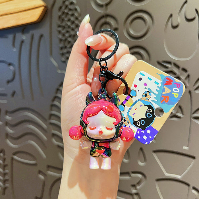 Wholesale Creative electroplated keychain cute cartoon doll couple bag pendant small gift