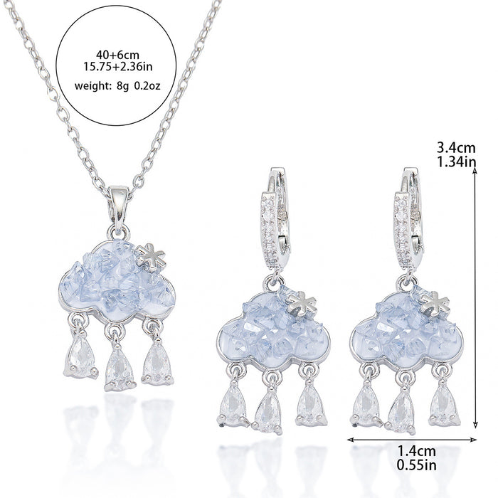 Wholesale Necklace tassel zircon temperament earring set, niche design necklace