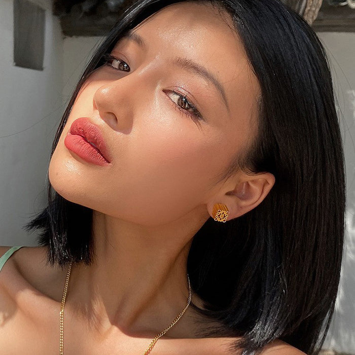 Wholesale Chinese knot element solid brass gold-plated stud earrings