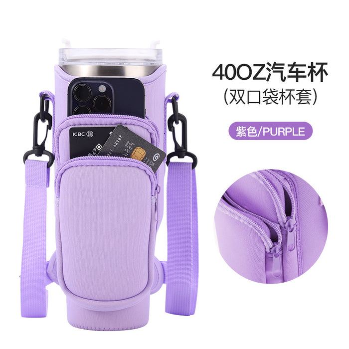 Wholesale 40oz Crossbody Strap Cup Holder Car Handle Cup Holder 40OZ Ice Cup Neoprene Water Cup Holder JDC-CH-JinLun012