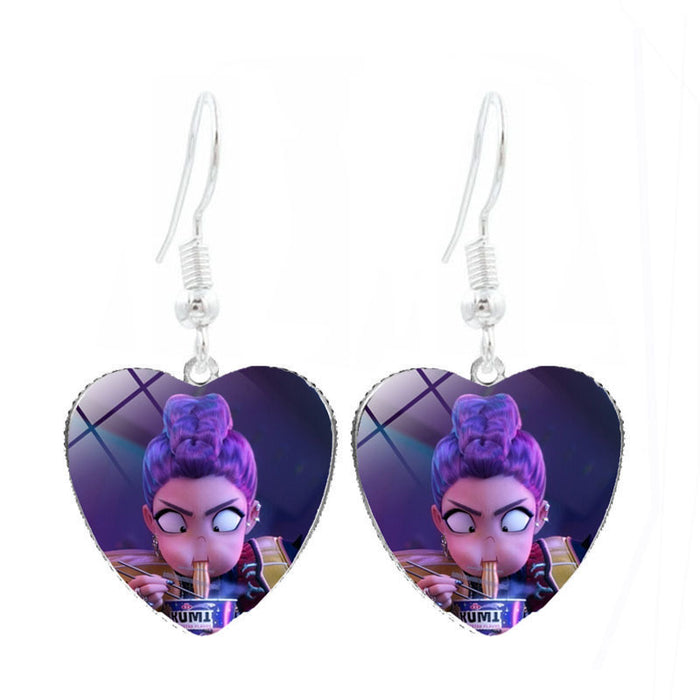 Wholesale Kpop Heart-shaped earrings cartoon anime personalized ear hooks and earrings