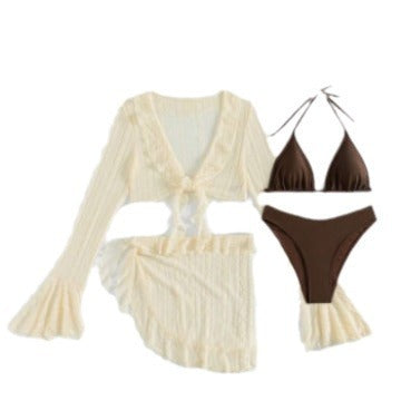 Wholesale Bikini long sleeved sexy four piece set