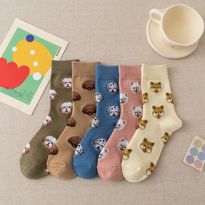 Wholesale Cotton Cartoon Animal Dog Long Socks JDC-SK-Lanh003