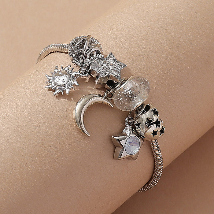 Wholesale Star Moon Sun Pendant Hollow Love Beaded Crystal Bracelet JDC-BT-Qianzi004