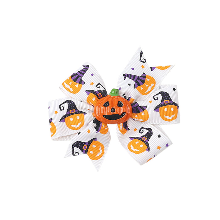 Wholesale Halloween Children's Three-layer Swallowtail Bow Fabric Hairpin JDC-HC-QiuN010