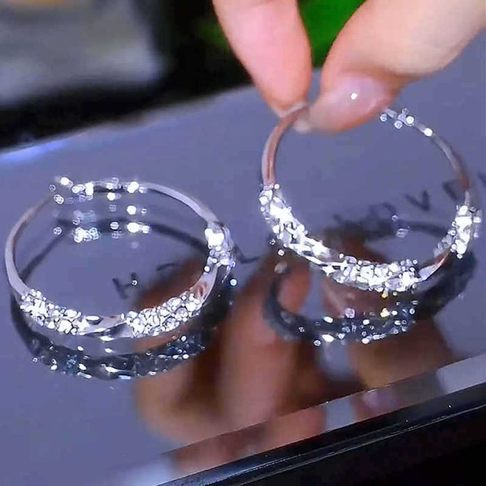 Wholesale Earrings with diamond patterned smooth surface earrings, light luxury temperament, circle personality, exaggerated earrings