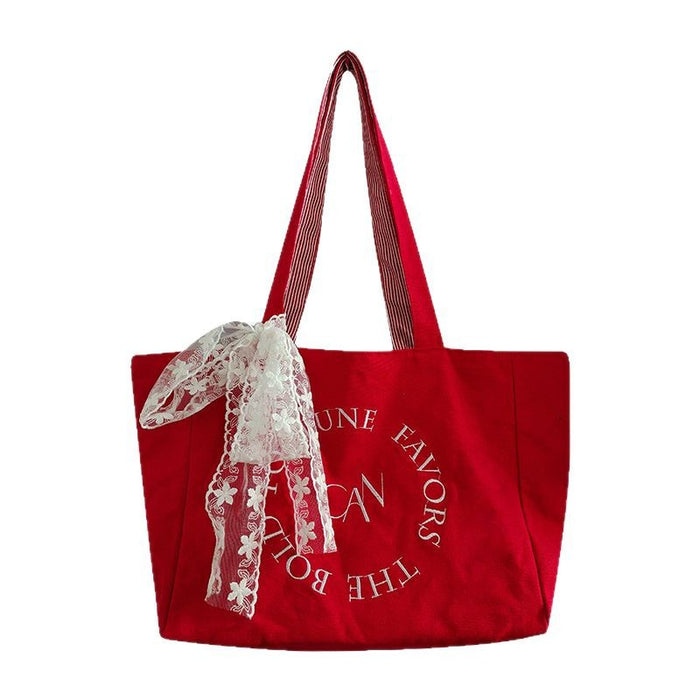 Wholesale Versatile and fashionable letter embroidered shoulder bag, large capacity tote bag, class commuting bag