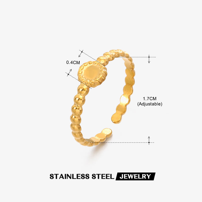Wholesale Stainless steel geometric Adjustable rings female Gold Plated Rings