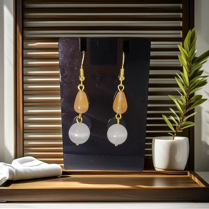 Wholesale   simple cat's eye stone earrings  earrings retro niche  earrings