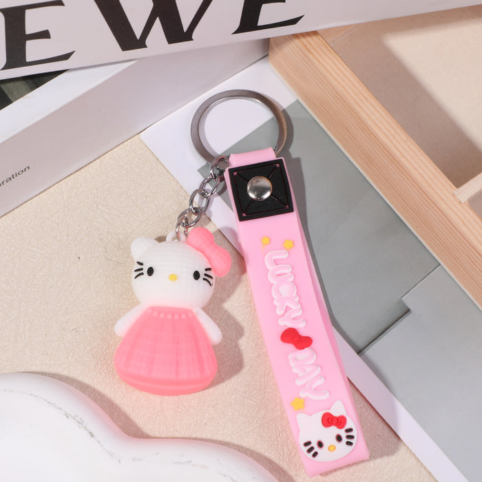 Wholesale creative cartoon cute silicone leather key chain bag mobile phone car pendant personalized gift