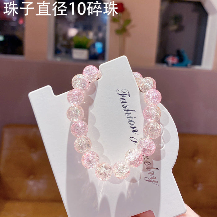 Wholesale Glass Bead Bracelet Ice-Clear Two-Tone Violet Children' s Jewelry Accessory MOQ≥2
