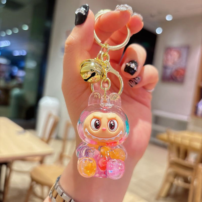 Wholesale acrylic rab cloth quicksand key chain pendant  key chain gift