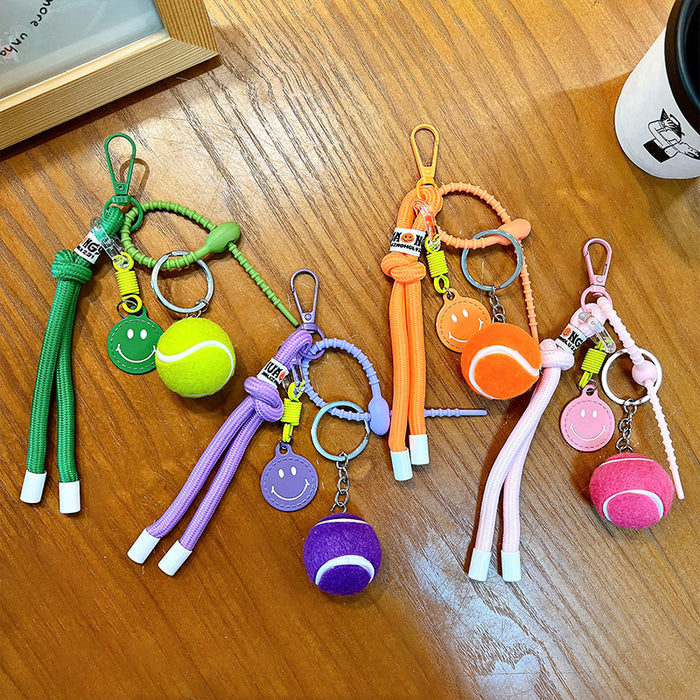 Wholesale Colorful Smiley-Face Tennis Ball Car Keychain
