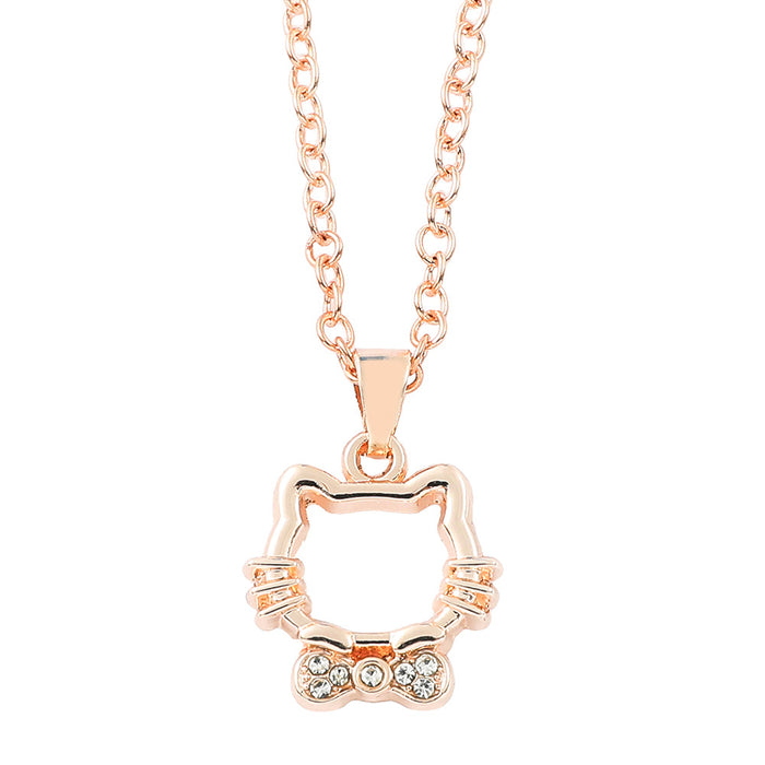 Wholesale Cartoon cat necklace pendant rhinestone enamel jewelry