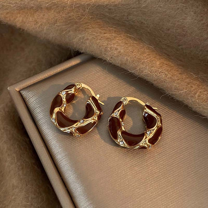 Wholesale Retro Gold Plated Natural Stone Earrings JDC-ES-BoYue004