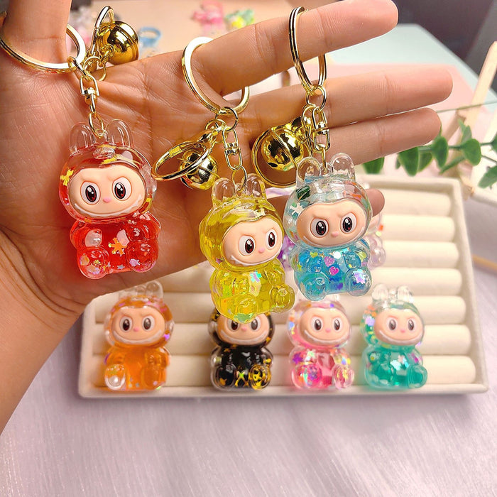 Wholesale Creative oil-filled quicksand bottles keychain