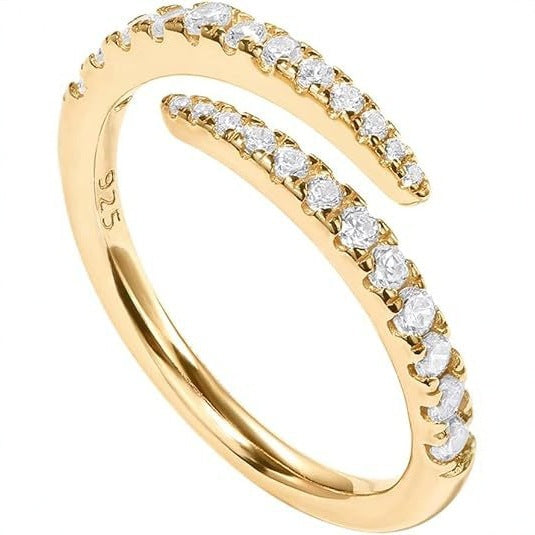Wholesale Micro inlaid diamond ring, niche design, open mouth, light luxury, high-end fashion ring
