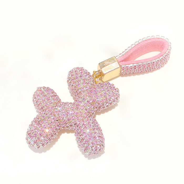 Wholesale Light Pink Diamond Inlaid 3D Cartoon Violent Bear Keychains JDC-KC-HC 002