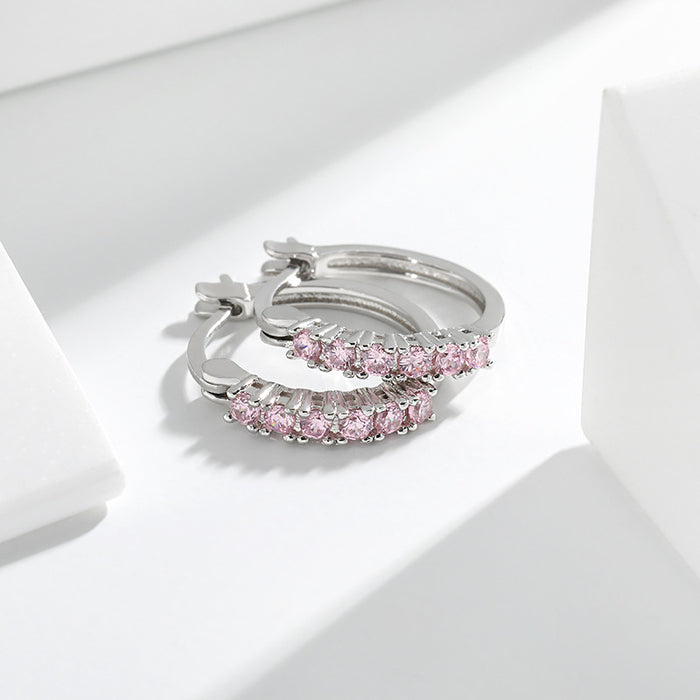 Wholesale Niche Diamond Ear Buckle Elegant Earrings Earrings Colorful Sapphire