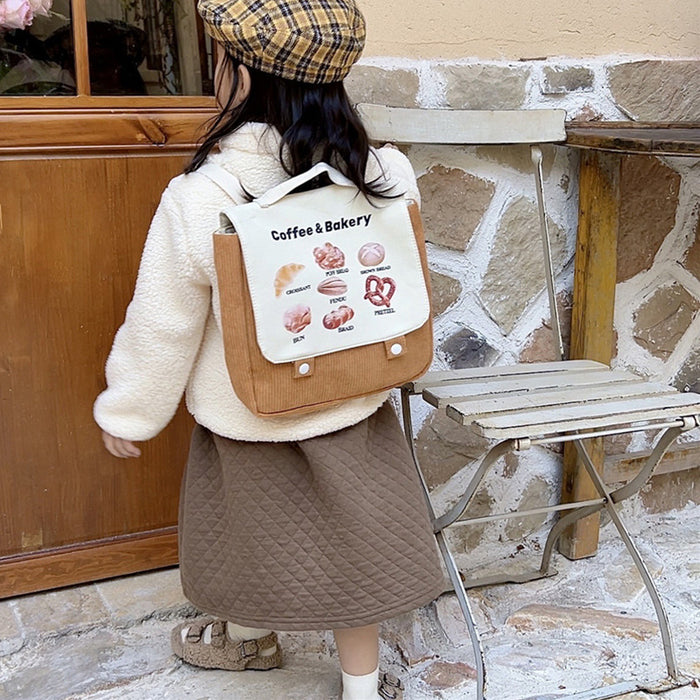 Wholesale Printed Bread Corduroy Children's Backpack JDC-BP-YuanDuo067