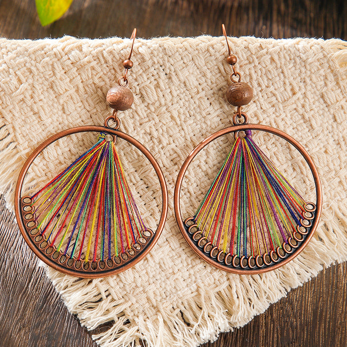Wholesale 2pcs Bohemian ethnic style colorful large earrings