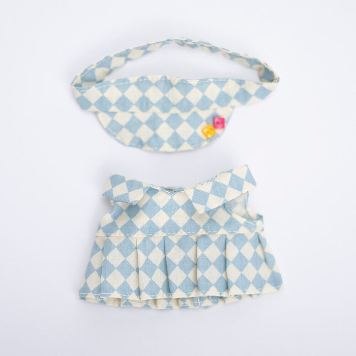 Wholesale Pendant Doll Clothes Checkboard Tennis Clothes suit Suspenders Skirt
