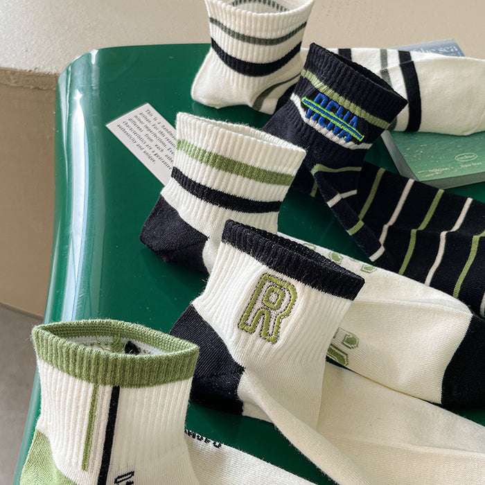Wholesale Socks, thin boat socks, striped casual sports, low cut embroidery