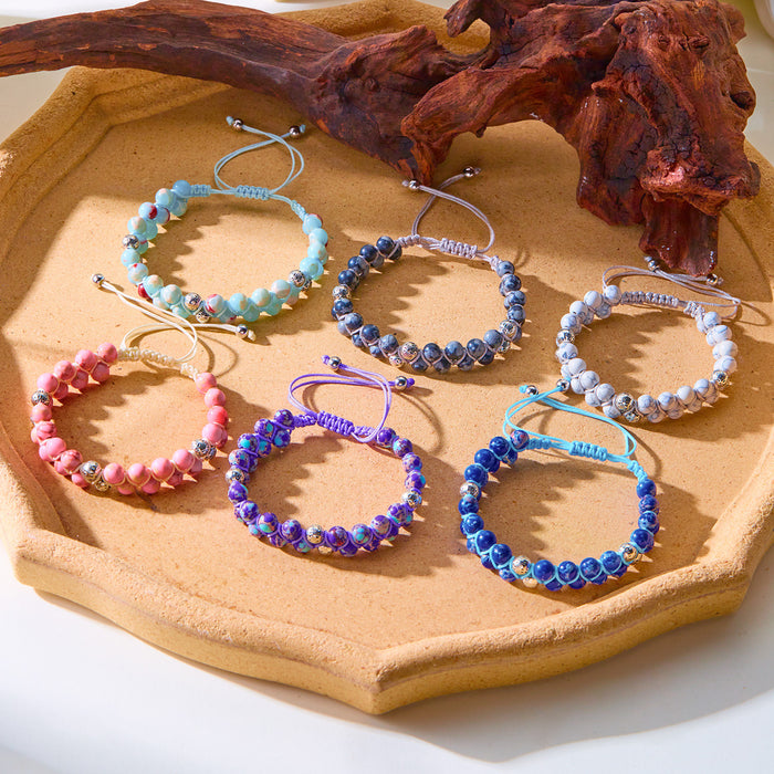 Wholesale Handmade Woven Bracelet Double-layer Winding Geometric Round Natural Stone Beaded Yoga Bracelet