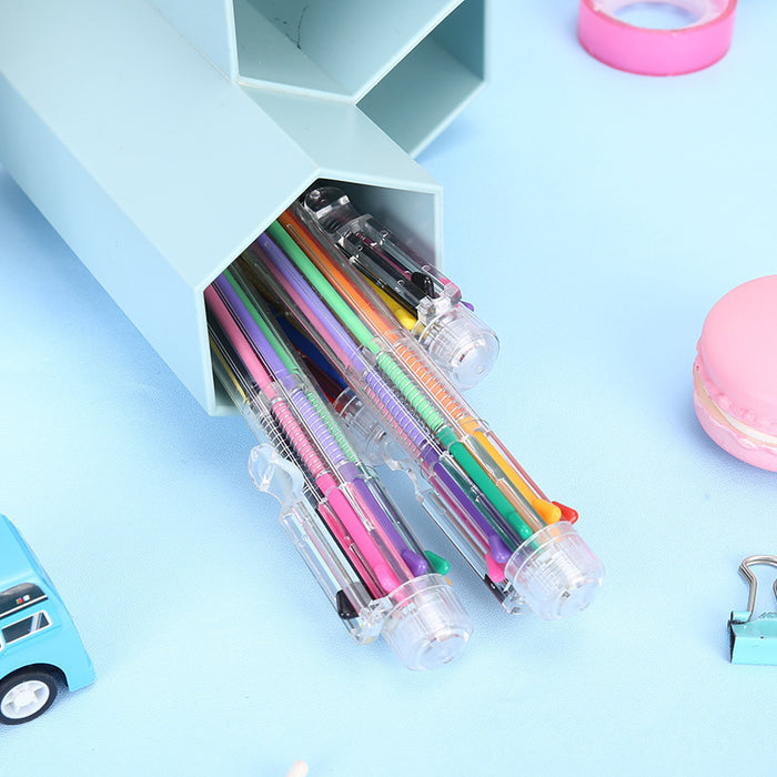 Wholesale Transparent colored eight-color ballpoint pen