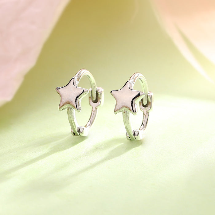 Wholesale Earrings with fashionable ear loops, niche smooth surface design, simple star shaped earrings