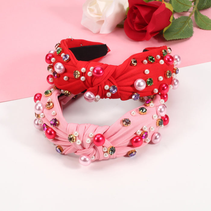 Wholesale New Style Rhinestone Pearl Valentine's Day Headband JDC-HD-Xiny008