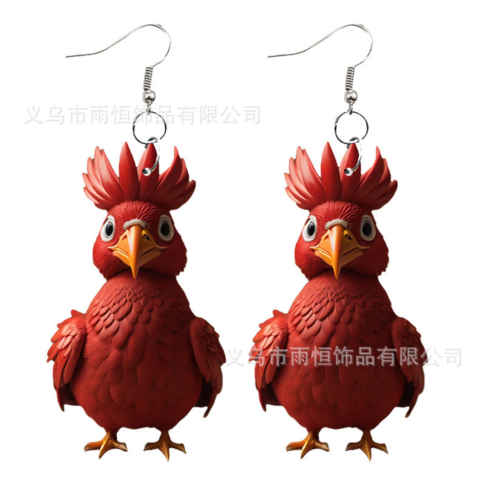 Wholesale Farmhouse Style Acrylic Chicken Series Earrings JDC-ES-Yuhen008