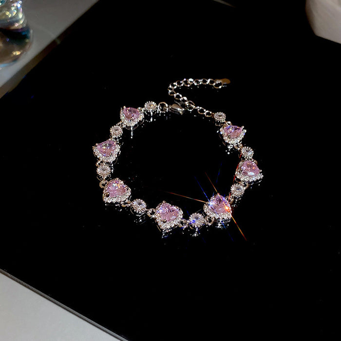 Wholesale Pink Zircon Geometric Round Pull-out Bracelet