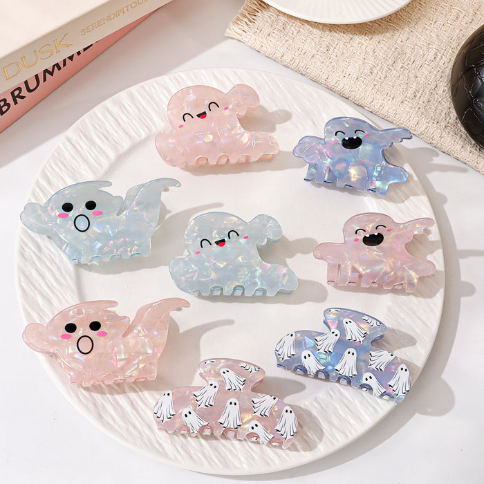 Wholesale Ghost Hair Claw Clip Iridescent Shell Pattern Cartoon Shark Clip For Women PVC Fashion Accessory Gift Resale