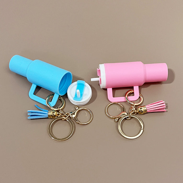 Wholesale Resin ice bullies cup keychain that can hold lip balm