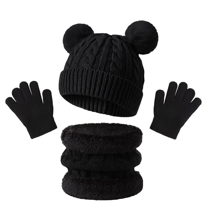 Wholesale children' s  warm thickened  winter hat neck glove  set