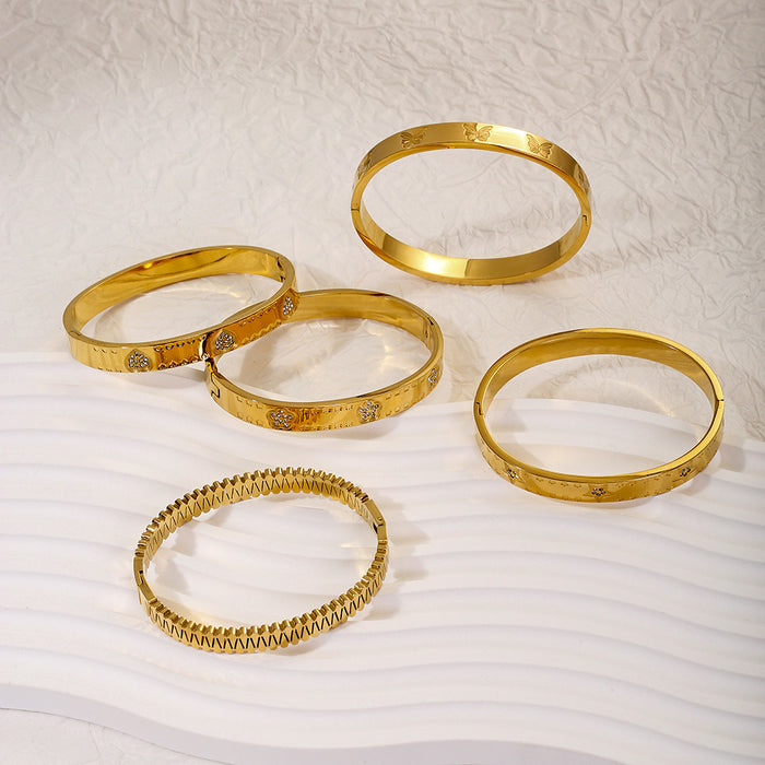 Wholesale Fashionable Classic Zircon Gold Bracelet Vintage Stacked Titanium Steel Bracelet Wholesale