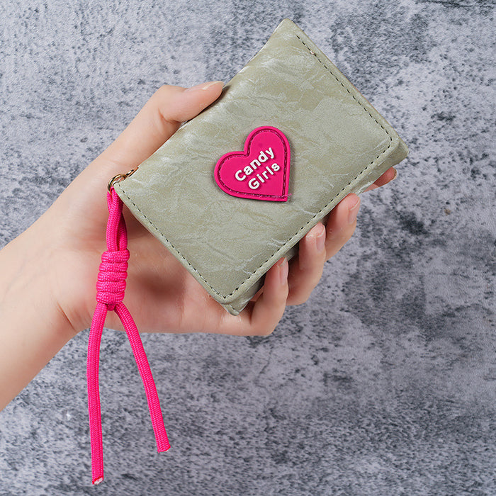 Wholesale Lanyard Wallet Love Design PU Solid Color Daily Casual Women' s Wallet