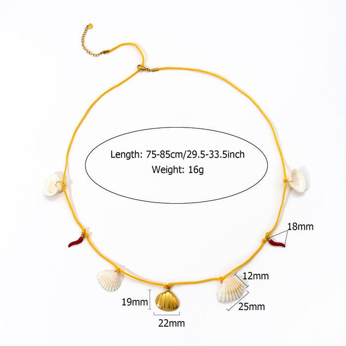 Wholesale Fashionable new beach style stainless steel shell waist chain with sunflower pendant, personalized temperament body chain