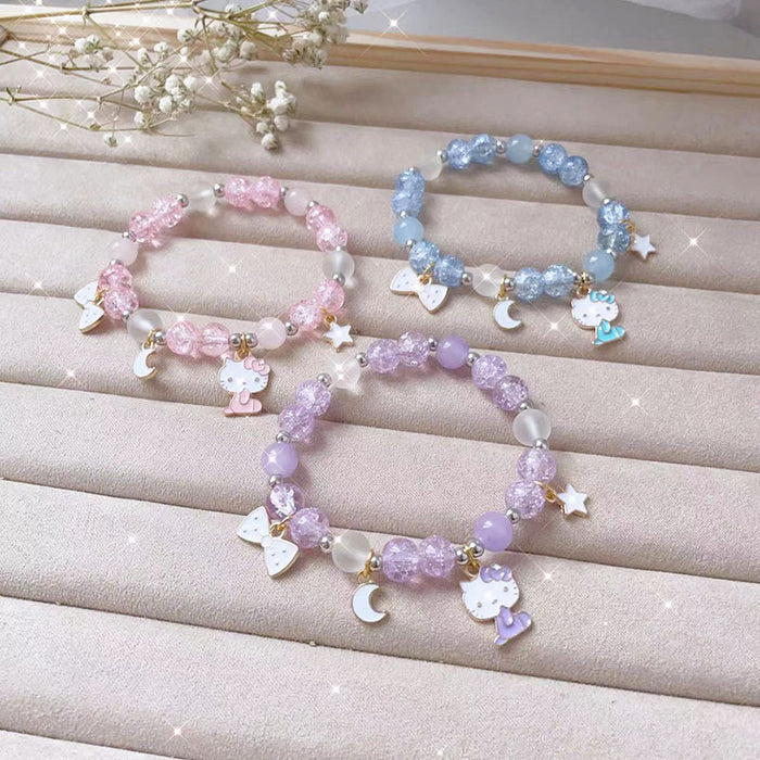 Wholesale Cat pendant flower bead bracelet niche design cute girls bracelet girlfriends gift