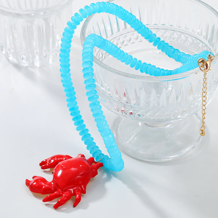 Wholesale Ocean Style Red Crab Pendant Necklace Female Party Accessories