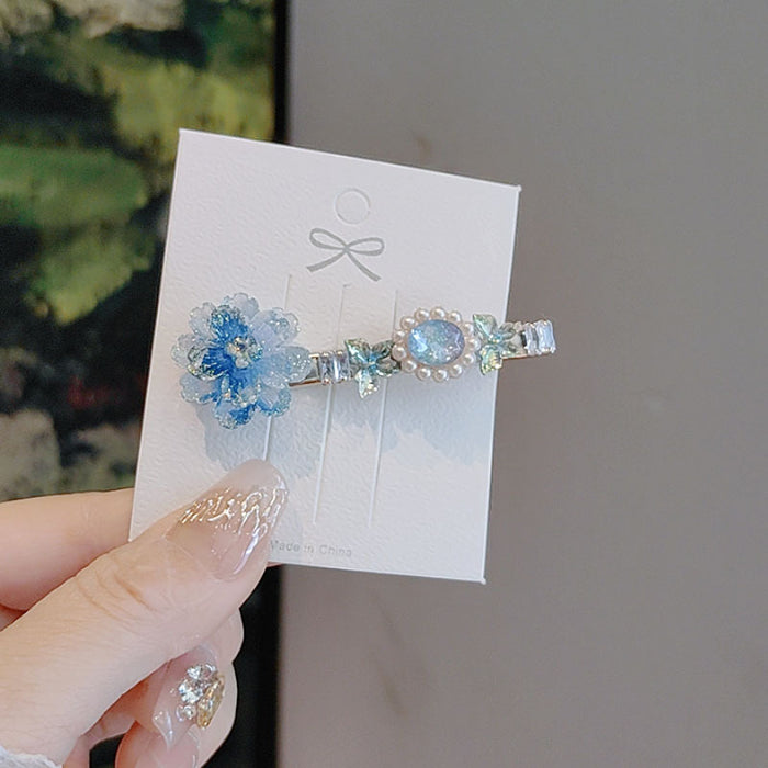 Wholesale Gradient Flower Diamond Hair Clip Female Edge Duckbill Clip